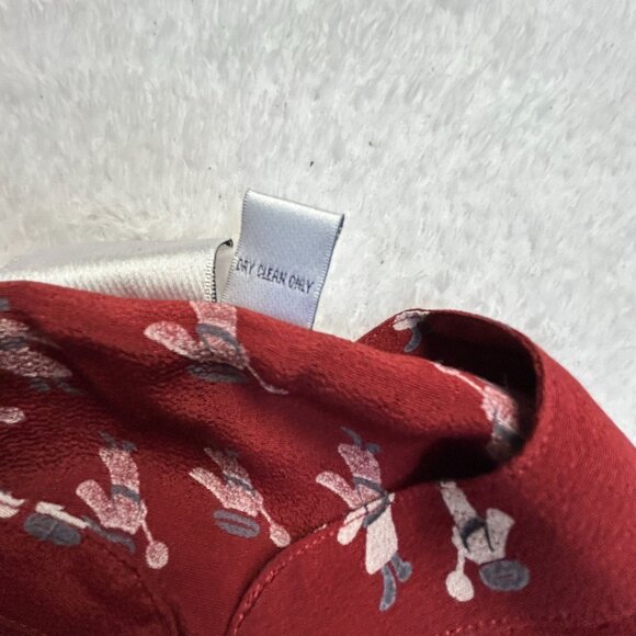 Chico's Design Womens Red Printed Long Sleeve Button-Up Blouse 2 Mandarin Collar - Picture 4 of 7